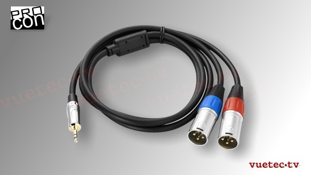 Adapter TRSXLR Stereo TRS 3,5 mm Klinke zu 2x XLR, unsymmetrisch