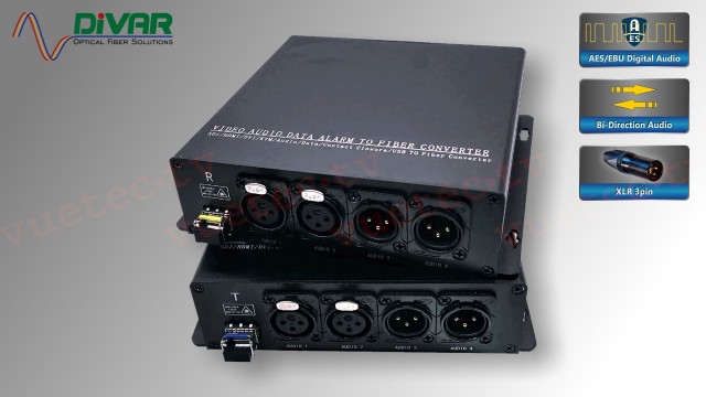 LWL2CXAESBI - 2 Kanal Set, AES/EBU Audio XLR bidirektional über Glasfaser